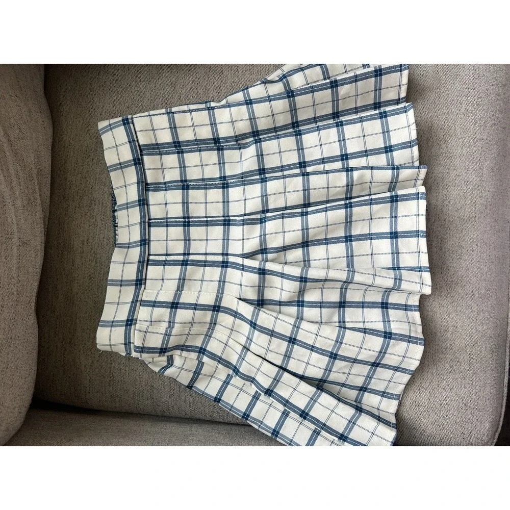 Princess Polly Blue White Plaid Pleated School Girl Lona Mini Skirt NWT XS/S - Picture 5 of 6